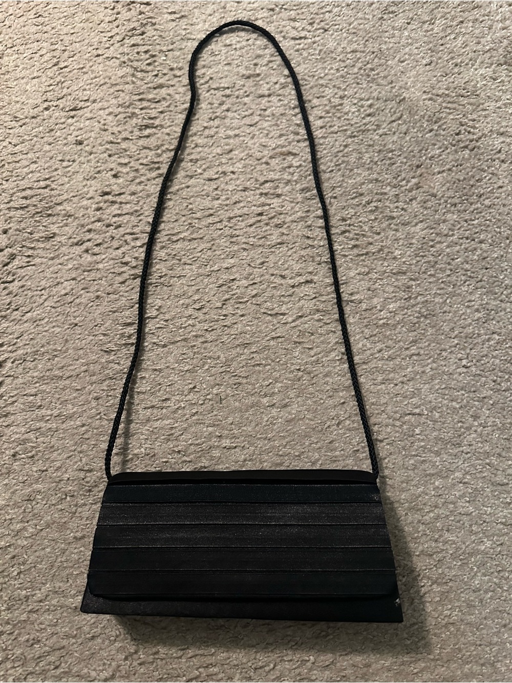 Women's Black Satin Shoulder Bag - Elegant Evening Clutch